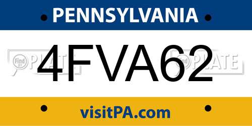 4FVA62 Pennsylvania License Plate