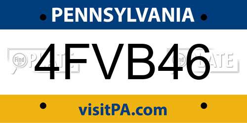 4FVB46 Pennsylvania License Plate