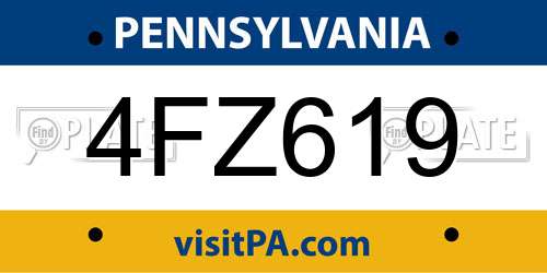 4FZ619 Pennsylvania License Plate