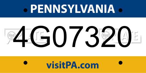 4G07320 Pennsylvania License Plate