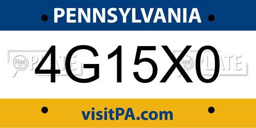 4G15X0 Pennsylvania License Plate