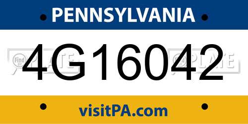 4G16042 Pennsylvania License Plate