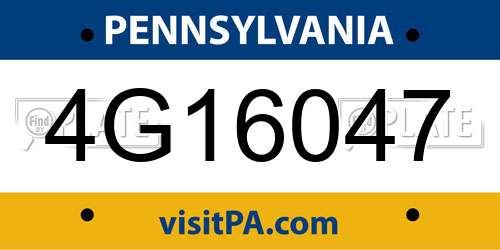 4G16047 Pennsylvania License Plate