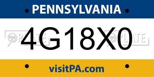 4G18X0 Pennsylvania License Plate