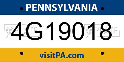 4G19018 Pennsylvania License Plate
