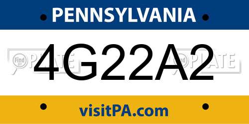 4G22A2 Pennsylvania License Plate