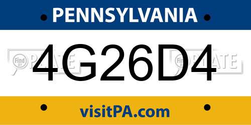 4G26D4 Pennsylvania License Plate