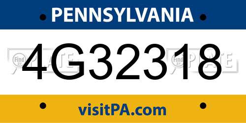 4G32318 Pennsylvania License Plate