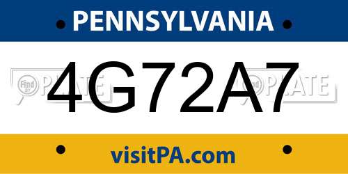 4G72A7 Pennsylvania License Plate