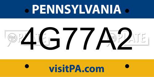 4G77A2 Pennsylvania License Plate