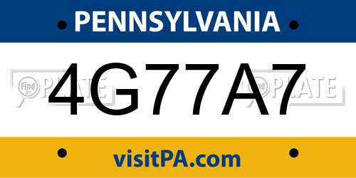 4G77A7 Pennsylvania License Plate