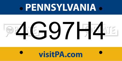 4G97H4 Pennsylvania License Plate