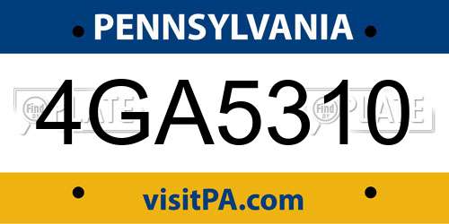 4GA5310 Pennsylvania License Plate