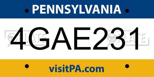 4GAE231 Pennsylvania License Plate