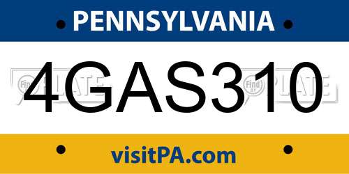 4GAS310 Pennsylvania License Plate