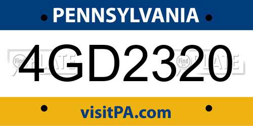 4GD2320 Pennsylvania License Plate