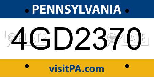 4GD2370 Pennsylvania License Plate