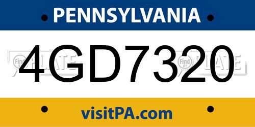 4GD7320 Pennsylvania License Plate