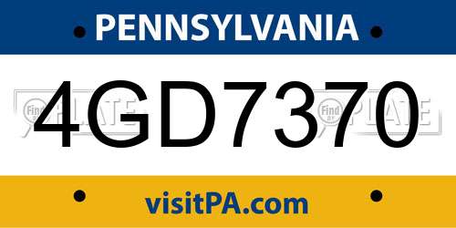 4GD7370 Pennsylvania License Plate