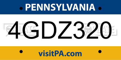 4GDZ320 Pennsylvania License Plate