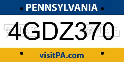 4GDZ370 Pennsylvania License Plate