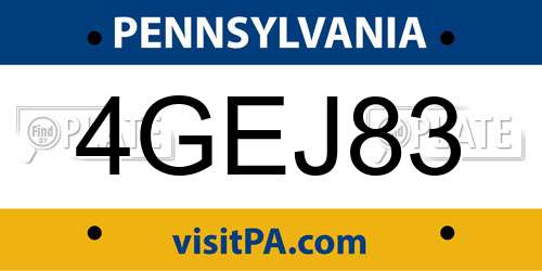 4GEJ83 Pennsylvania License Plate