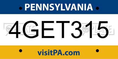 4GET315 Pennsylvania License Plate