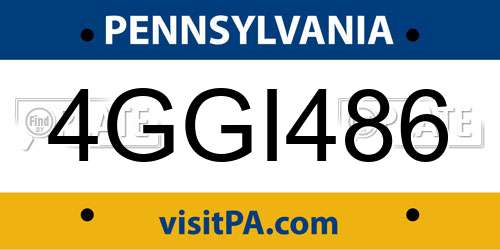 4GGI486 Pennsylvania License Plate