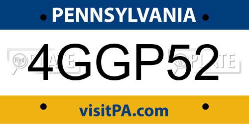 4GGP52 Pennsylvania License Plate