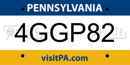 4GGP82 Pennsylvania License Plate