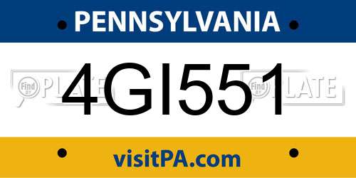 4GI551 Pennsylvania License Plate