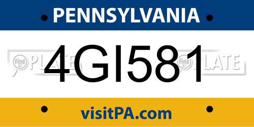 4GI581 Pennsylvania License Plate
