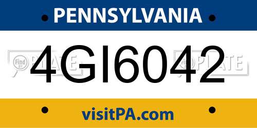 4GI6042 Pennsylvania License Plate