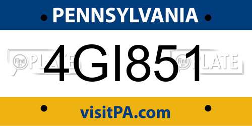 4GI851 Pennsylvania License Plate