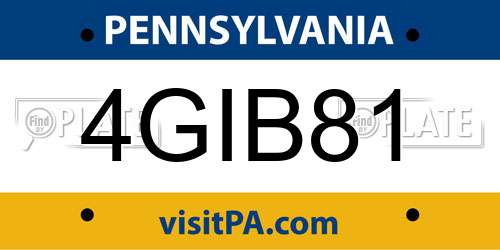 4GIB81 Pennsylvania License Plate