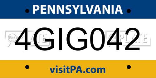 4GIG042 Pennsylvania License Plate