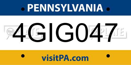 4GIG047 Pennsylvania License Plate