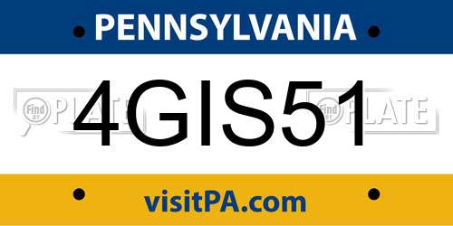 4GIS51 Pennsylvania License Plate