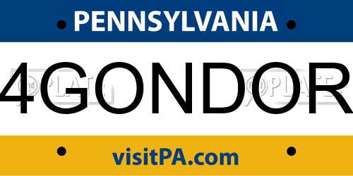 4GONDOR Pennsylvania License Plate