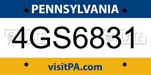 4GS6831 Pennsylvania License Plate