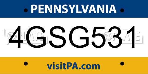 4GSG531 Pennsylvania License Plate