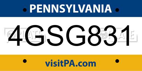 4GSG831 Pennsylvania License Plate