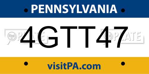 4GTT47 Pennsylvania License Plate