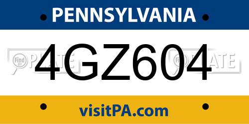 4GZ604 Pennsylvania License Plate