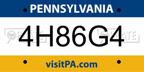 4H86G4 Pennsylvania License Plate