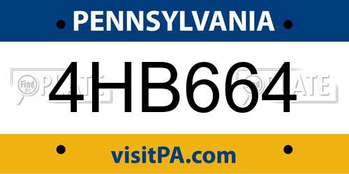 4HB664 Pennsylvania License Plate