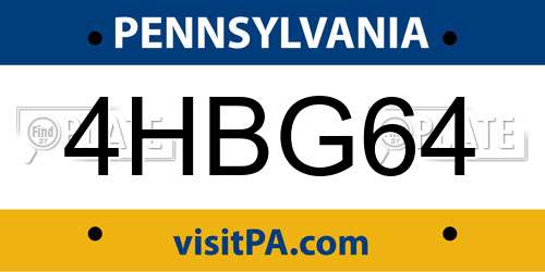 4HBG64 Pennsylvania License Plate