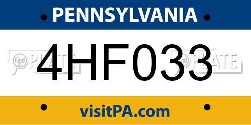 4HF033 Pennsylvania License Plate