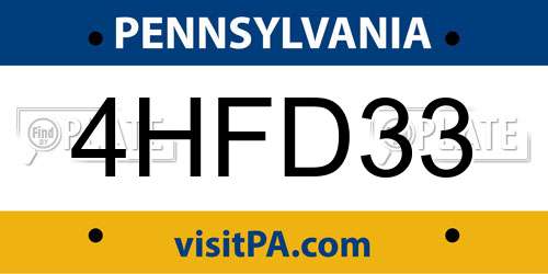 4HFD33 Pennsylvania License Plate
