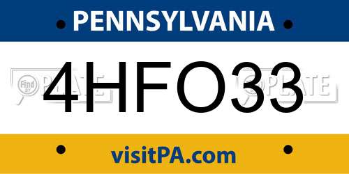 4HFO33 Pennsylvania License Plate
